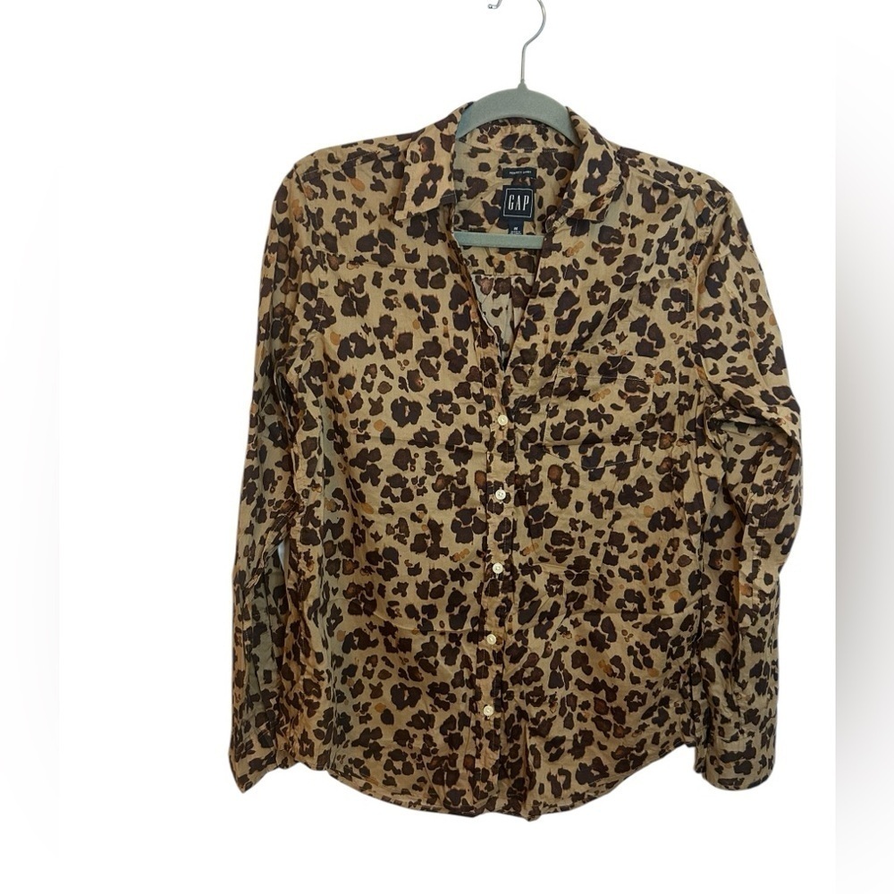 Gap Cotton Leopard Print Perfect Shirt